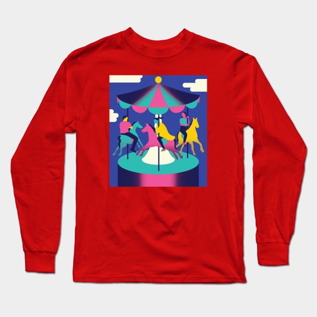 Merry go round Long Sleeve T-Shirt by Neil Webb | Illustrator